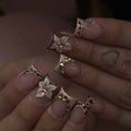 24pcs Leopard Print French False Nail Spicy Girls Flower Brown Short Square Fake Nails with Diamond Design Press on Nails Sets