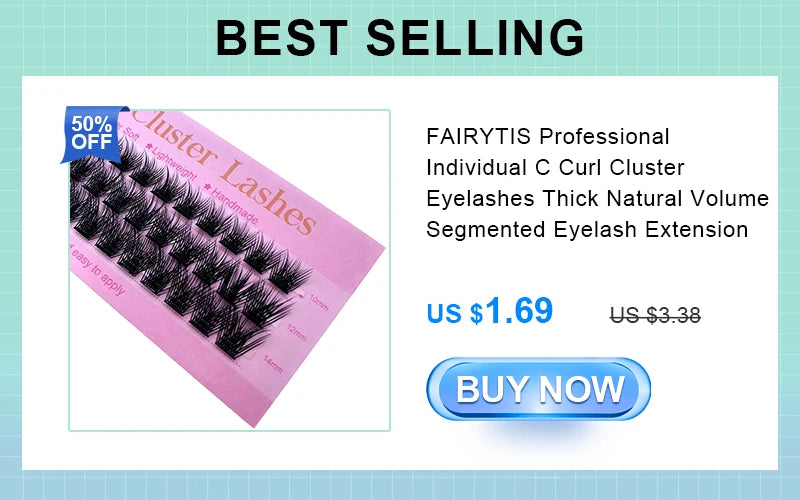 FAIRYTIS Self Adhesive Eyelashes 96 PCS Pre-Glued Cluster Lashes No Glue No Remover 10-16mm C Curl 1 Step DIY Lash Save Time