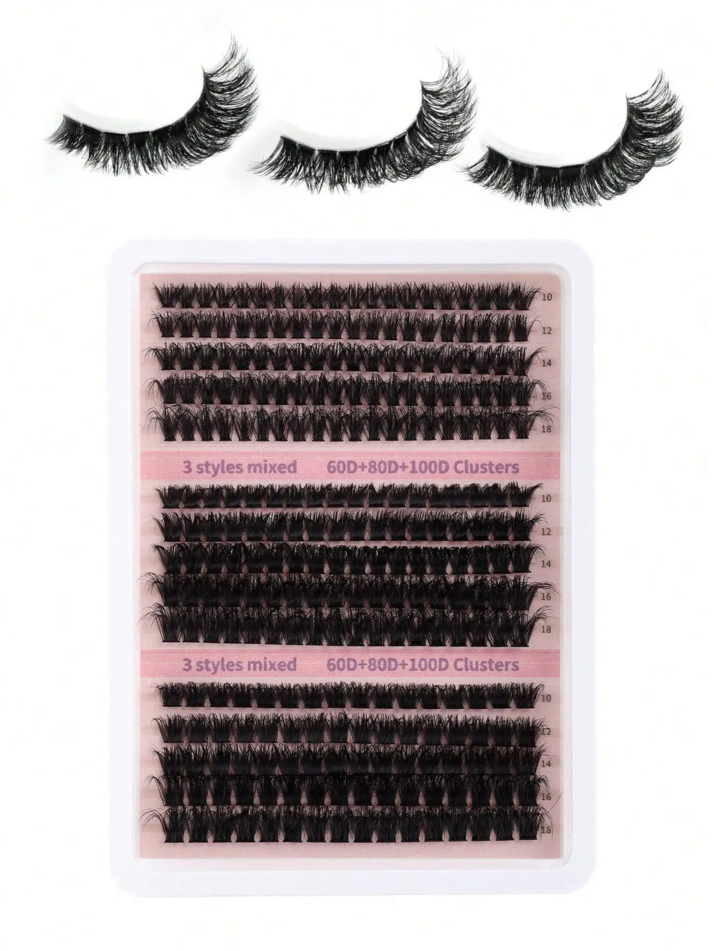 270Pcs Individual Lash Clusters High Capacity 60D+80D+100D D Curl 10-18mm DIY Lash Clusters Natural Look&Extra Thick&Wispy&Ultra