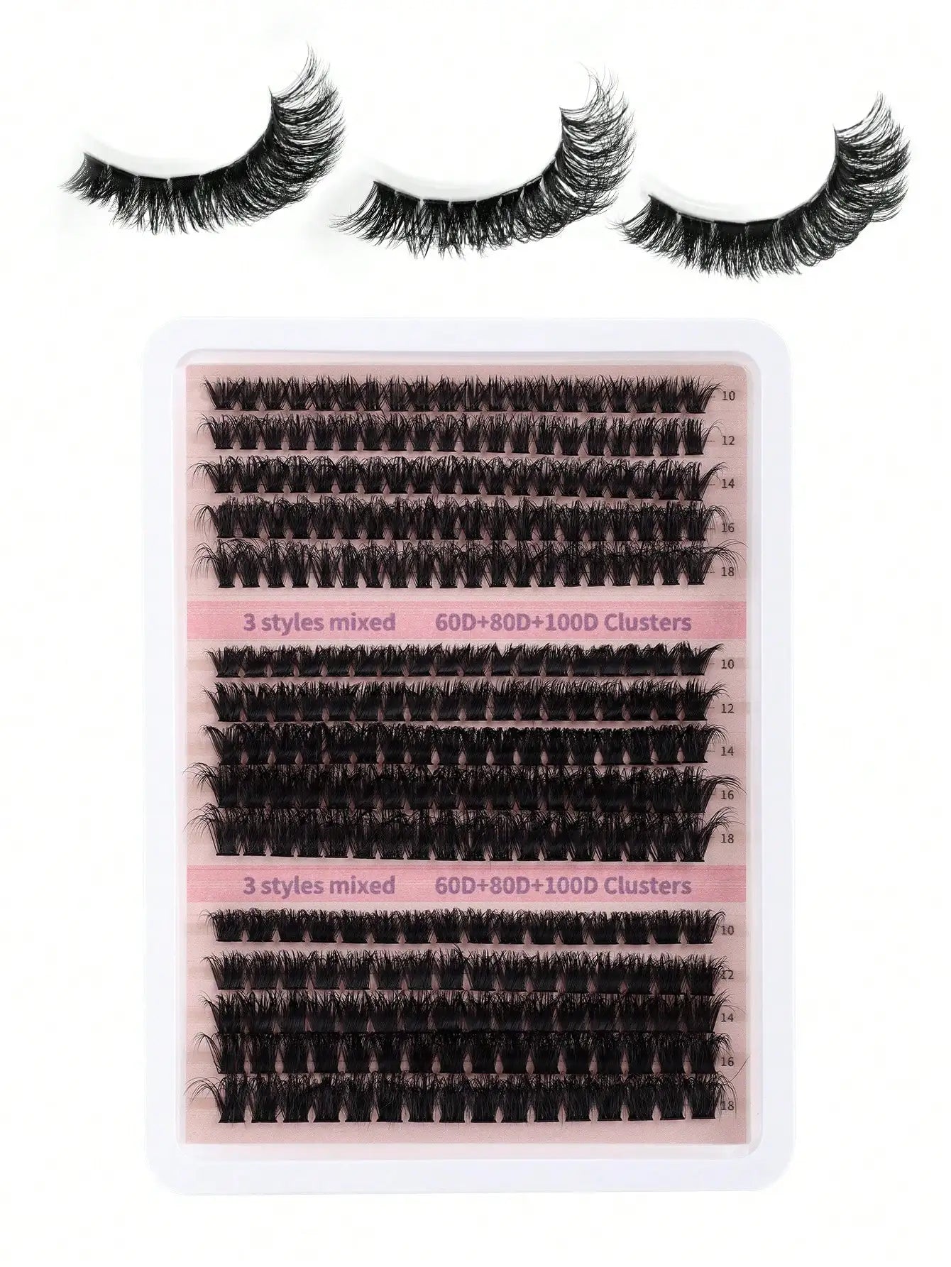 270Pcs Individual Lash Clusters High Capacity 60D+80D+100D D Curl 10-18mm DIY Lash Clusters Natural Look&Extra Thick&Wispy&Ultra