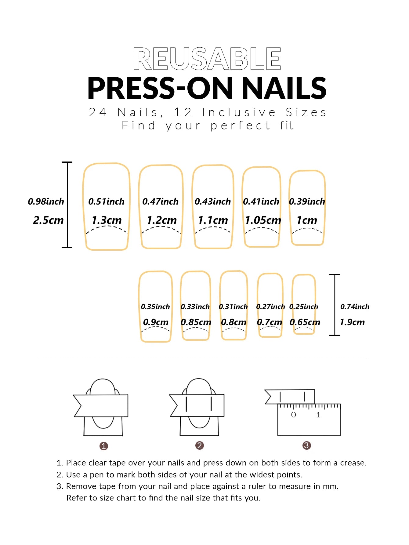 24PCS Square Press-Shaped Nails Of Medium Length - French Pointed Press-Shaped Heart-Shaped Design, Bright pink Ffalse Nails