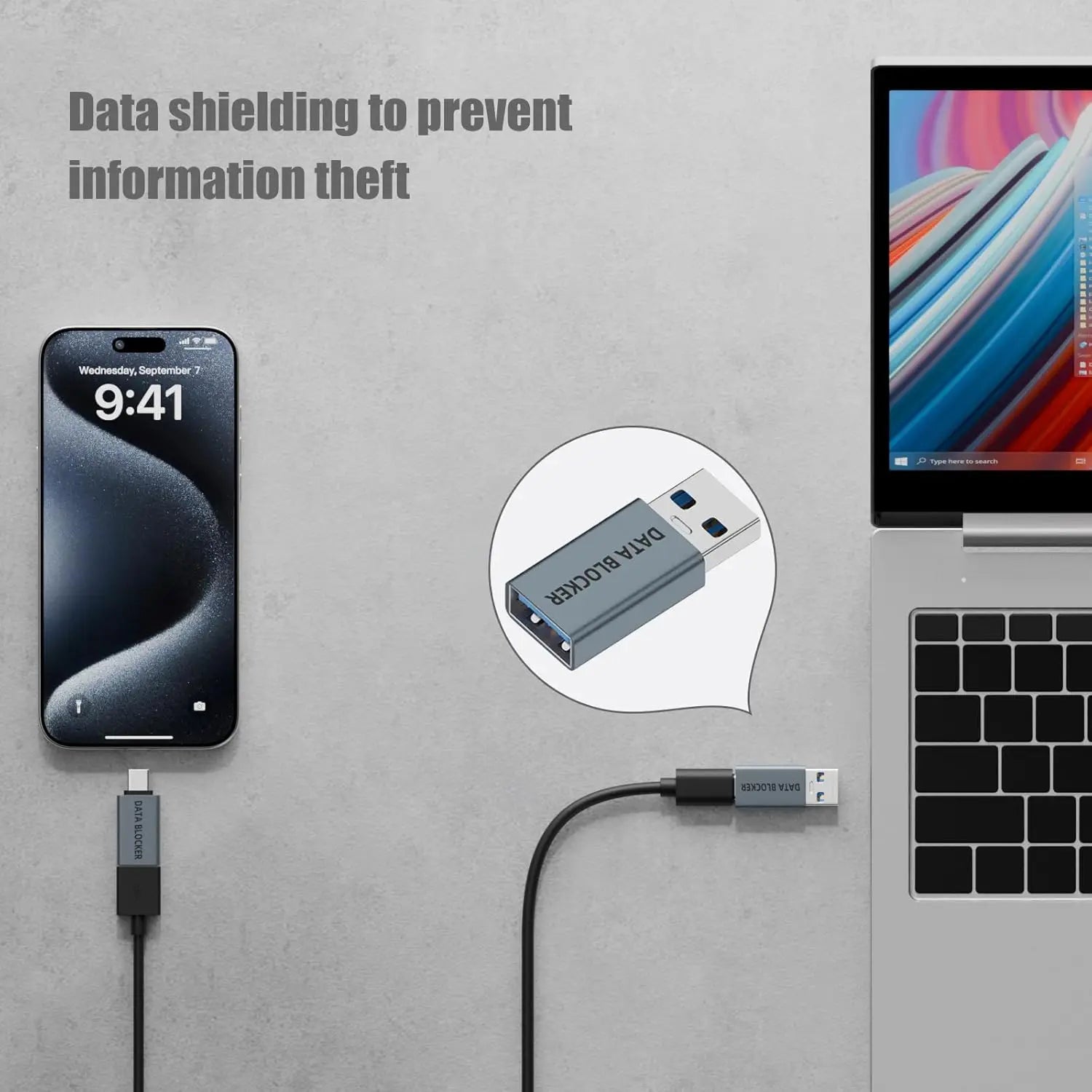 4-Pack Data Blocker Adapter Set,USB-C to C Female,USB-C to A Female,USB-A to C Female,USB-A to A Female,Safe Travel,Anti-Hacking