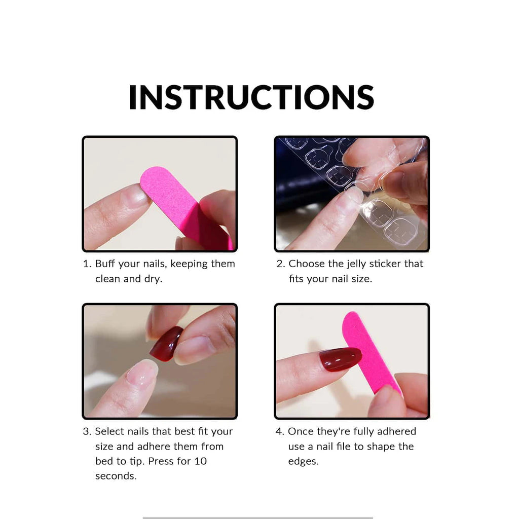 24PCS Square Press-Shaped Nails Of Medium Length - French Pointed Press-Shaped Heart-Shaped Design, Bright pink Ffalse Nails