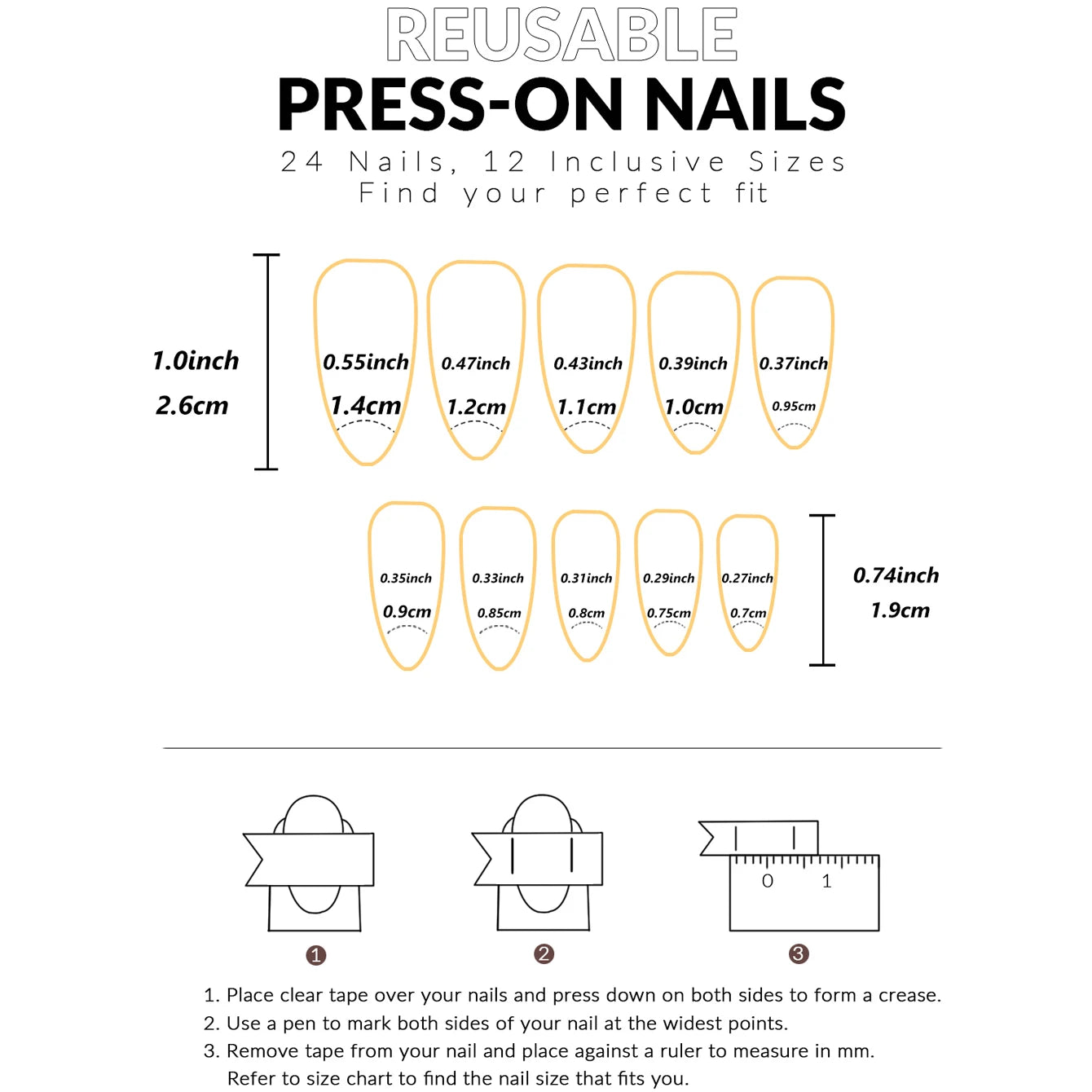 24PCS Square Press-Shaped Nails Of Medium Length - French Pointed Press-Shaped Heart-Shaped Design, Bright pink Ffalse Nails