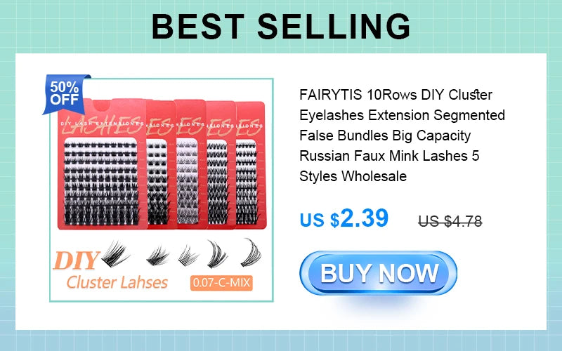 FAIRYTIS Self Adhesive Eyelashes 96 PCS Pre-Glued Cluster Lashes No Glue No Remover 10-16mm C Curl 1 Step DIY Lash Save Time
