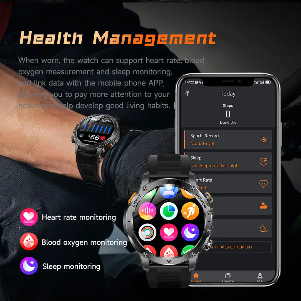 2025 Outdoor New 1000mAh Battery T-Rex 3 Military Grade Smart Watch Men IP69K Waterproof GPS HD Bluetooth Call 100+Sports Watch